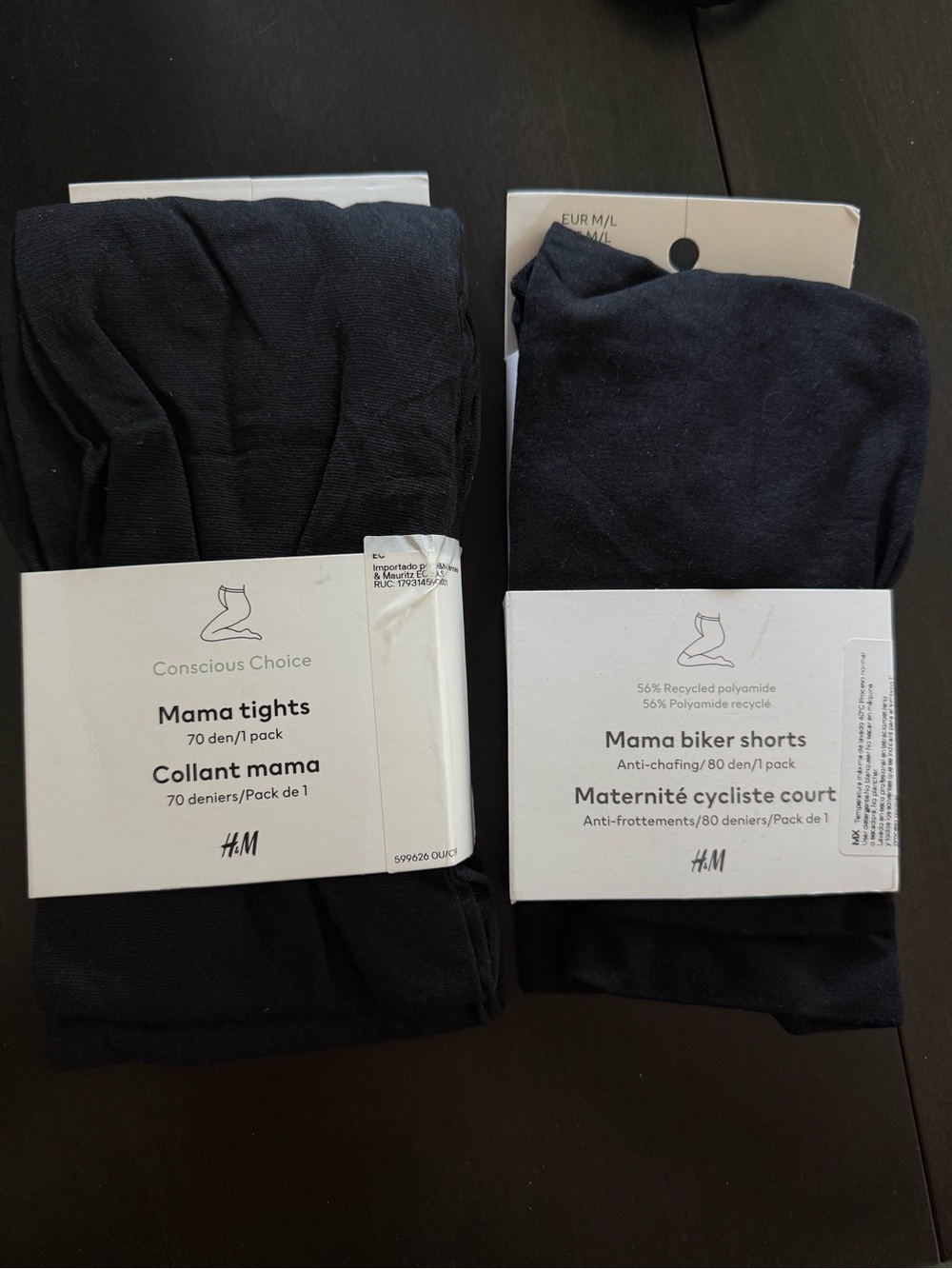 NWT - NEVER WORN - H&M Mama Black Tights & Biker Shorts Maternity BUNDLE